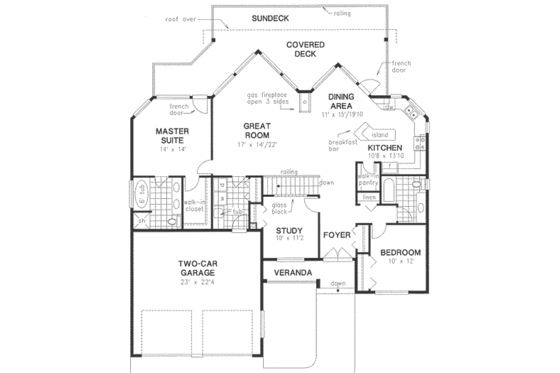 Floor Plan - Main Floor for Traditional House Plan #18-325 - 3 bed, 2 bath
