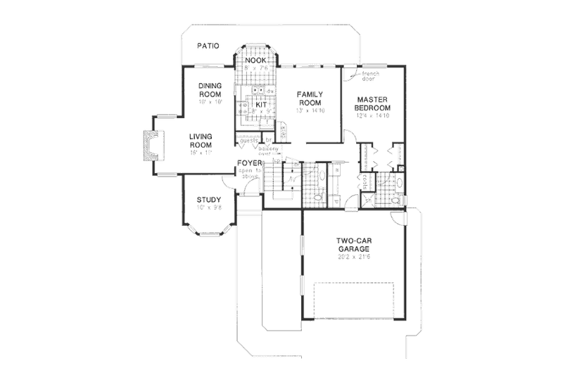 House Plan Design - Floor Plan - Main Floor for European House Plan #18-9045 - 3 bed, 2.5 bath