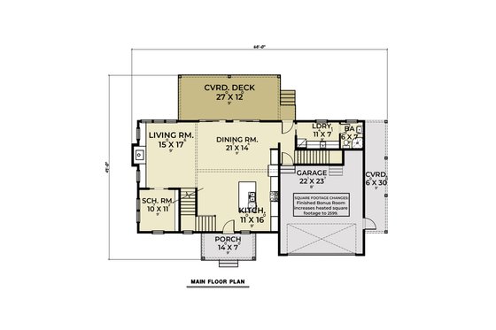 Floor Plan - Main Floor for Farmhouse House Plan #1070-186 - 3 bed, 3 bath