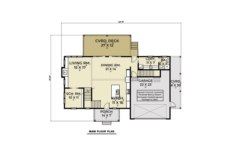 House Plan Design - Floor Plan - Main Floor for Farmhouse House Plan #1070-186 - 3 bed, 3 bath
