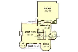 Floor Plan - Main Floor for Victorian House Plan #16-203 - 3 bed, 2.5 bath