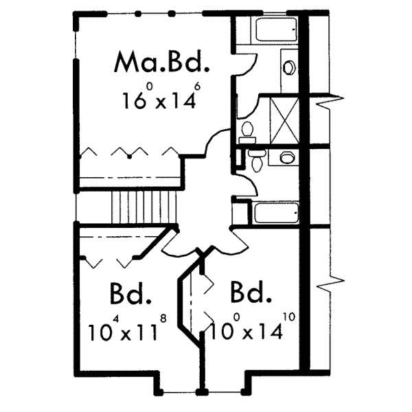 Traditional Floor Plan - Upper Floor Plan #303-374
