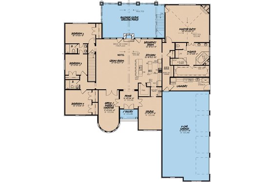 Floor Plan - Main Floor for European House Plan #923-2 - 4 bed, 3.5 bath