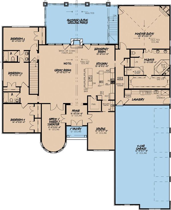 House Design - European Floor Plan - Main Floor Plan #923-2
