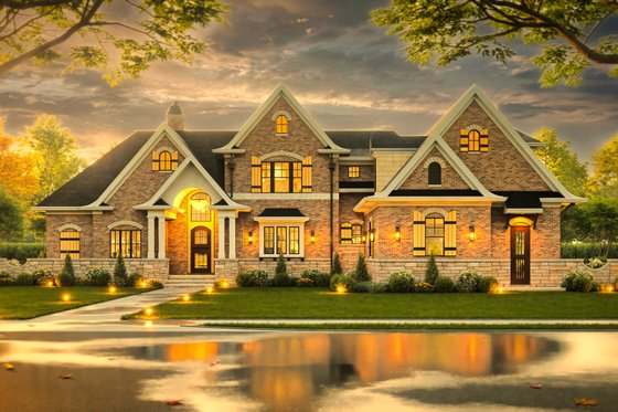Exterior - Front Elevation 3 for European House Plan #119-420 - 3 bed, 2 bath