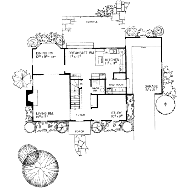 House Design - Colonial Floor Plan - Main Floor Plan #72-356