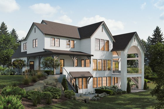 Exterior - Rear Elevation for European House Plan #1114-121 - 4 bed, 3 bath