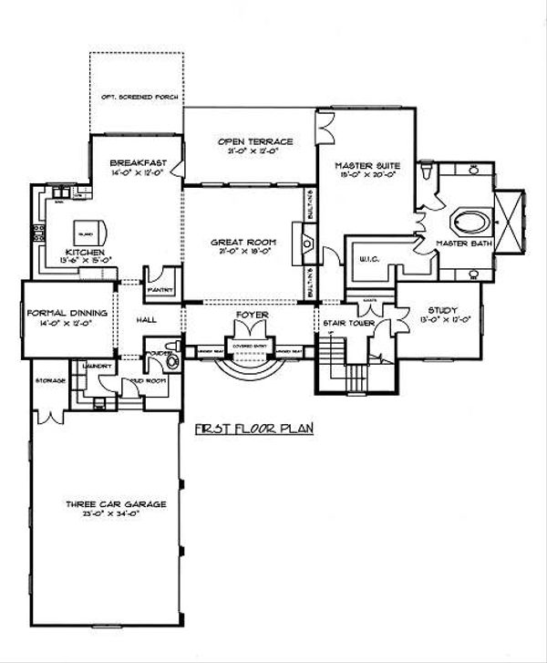 Architectural House Design - European Floor Plan - Main Floor Plan #413-149
