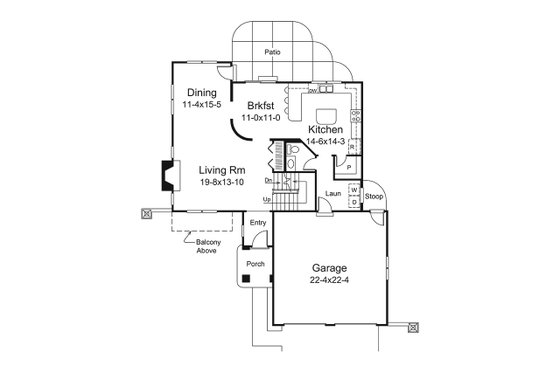 Floor Plan - Main Floor for European House Plan #57-694 - 3 bed, 2.5 bath