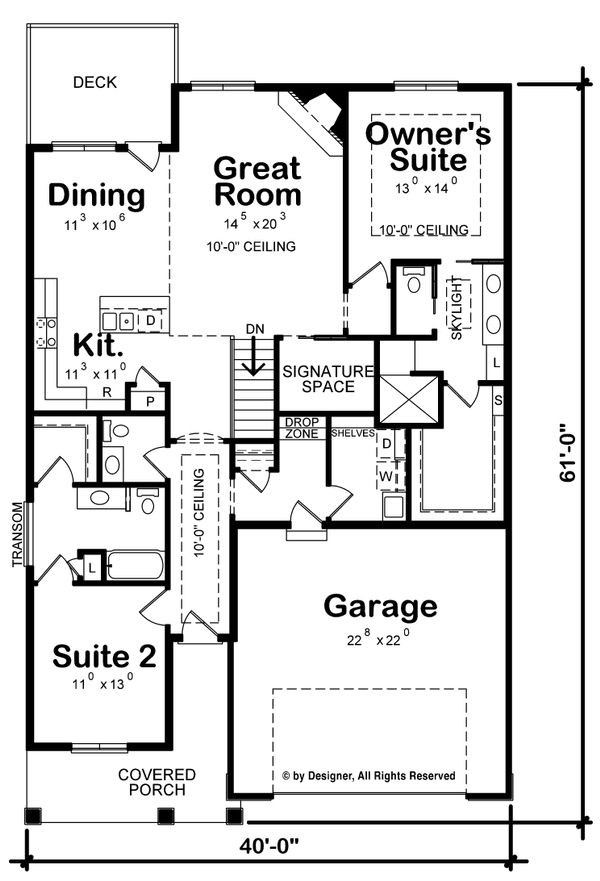 Home Plan - Craftsman Floor Plan - Main Floor Plan #20-2262