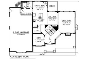 Floor Plan - Main Floor for Craftsman House Plan #70-1279 - 3 bed, 2.5 bath