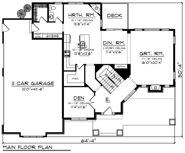 Craftsman Floor Plan - Main Floor Plan #70-1279