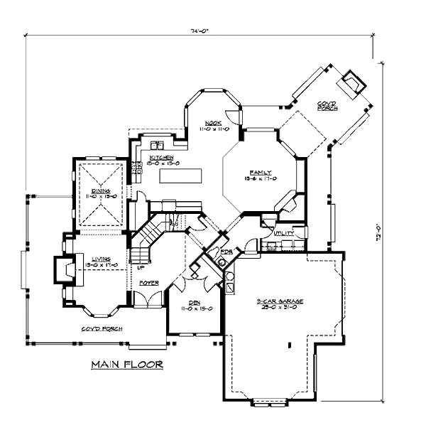 Dream House Plan - Craftsman Floor Plan - Main Floor Plan #132-186