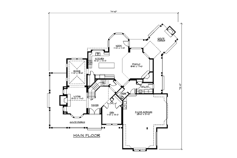 Dream House Plan - Floor Plan - Main Floor for Craftsman House Plan #132-186 - 4 bed, 3.5 bath