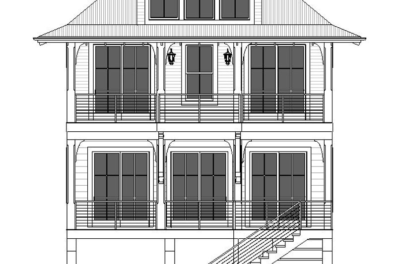 Home Plan - Exterior - Rear Elevation for Beach House Plan #901-162 - 3 bed, 4.5 bath