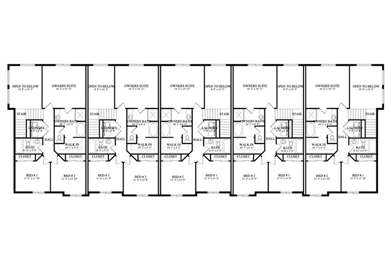 House Blueprint - Floor Plan - Upper Floor for Craftsman House Plan #1060-314 - 3 bed, 2.5 bath