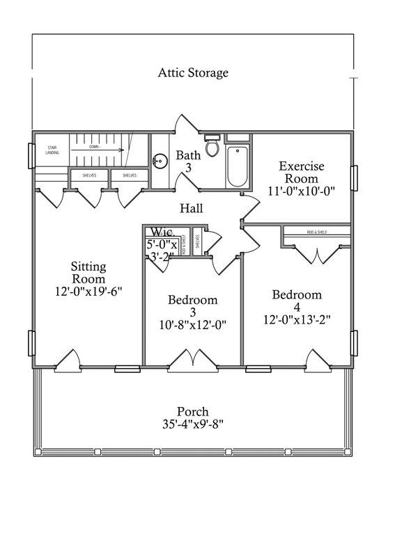 Traditional Floor Plan - Upper Floor Plan #69-425
