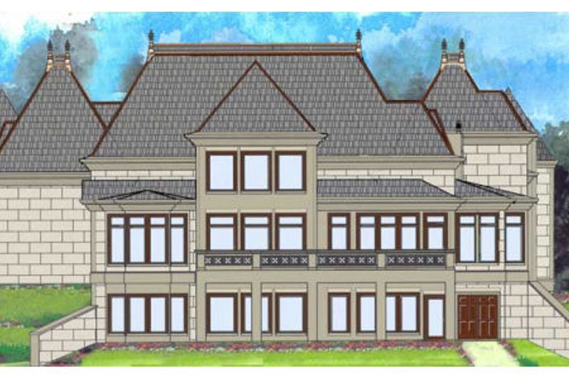 House Blueprint - Exterior - Rear Elevation for European House Plan #119-346 - 4 bed, 4.5 bath