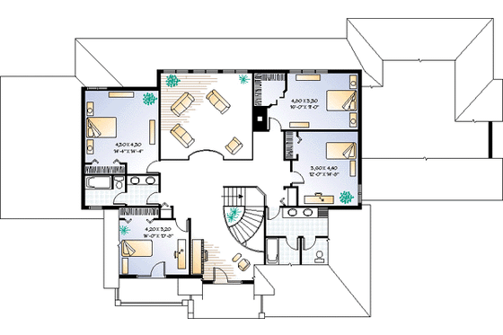 Floor Plan - Upper Floor for European House Plan #23-294 - 5 bed, 3.5 bath