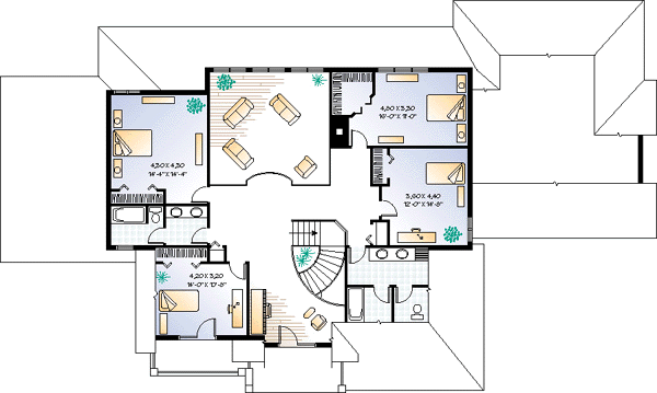 House Blueprint - European Floor Plan - Upper Floor Plan #23-294