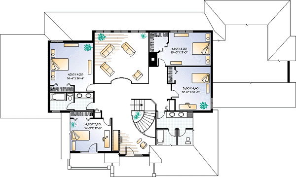 Architectural House Design - European Floor Plan - Upper Floor Plan #23-294