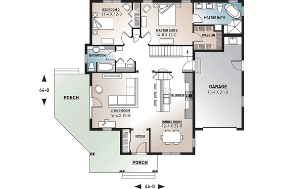 Floor Plan - Main Floor for Country House Plan #23-560 - 2 bed, 2 bath