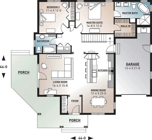 House Design - Country Floor Plan - Main Floor Plan #23-560