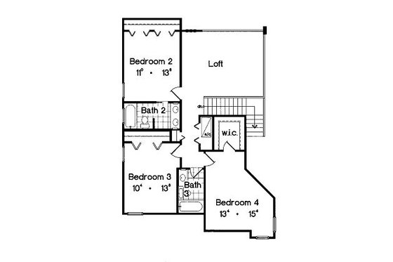 Floor Plan - Upper Floor for Mediterranean House Plan #417-342 - 4 bed, 3.5 bath