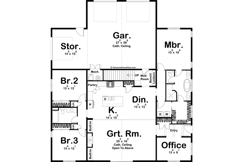 House Plan Design - Floor Plan - Main Floor for Barndominium House Plan #455-274 - 3 bed, 2 bath