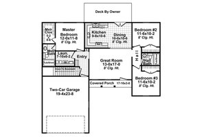 Floor Plan - Main Floor for Ranch House Plan #21-371 - 3 bed, 2 bath