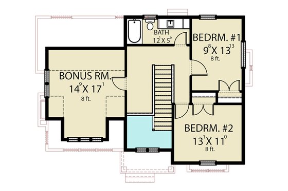 Floor Plan - Upper Floor for Farmhouse House Plan #1070-40 - 3 bed, 2.5 bath