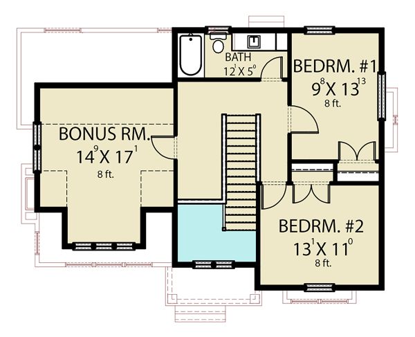 Architectural House Design - Farmhouse Floor Plan - Upper Floor Plan #1070-40