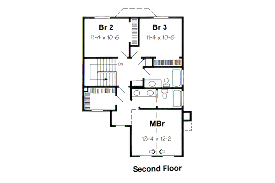 Floor Plan - Upper Floor for Country House Plan #312-822 - 3 bed, 2.5 bath