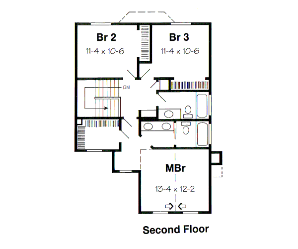 Floor Plan - Upper Floor for Country House Plan #312-822 - 3 bed, 2.5 bath