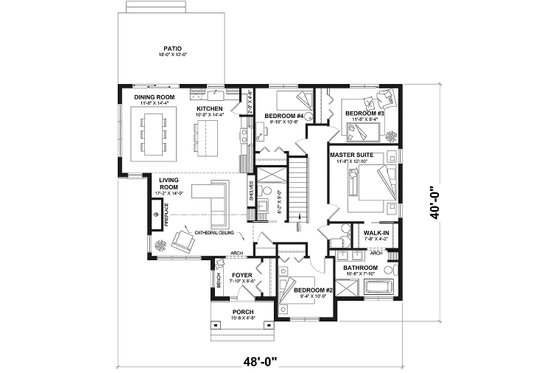 Floor Plan - Other Floor for Bungalow House Plan #23-2818 - 4 bed, 2 bath