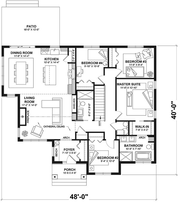 House Design - Floor Plan - Other Floor for Bungalow House Plan #23-2818 - 4 bed, 2 bath