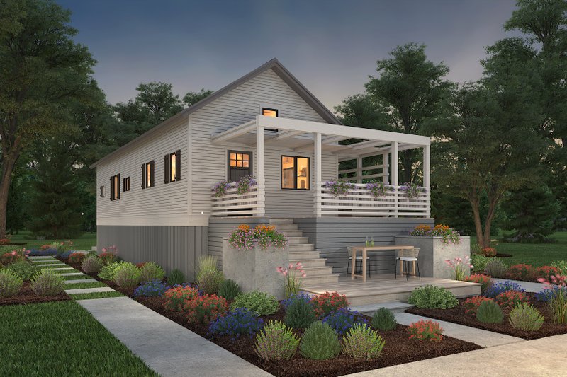 House Blueprint - Exterior - Front Elevation 5 for Cottage House Plan #497-23 - 2 bed, 2 bath