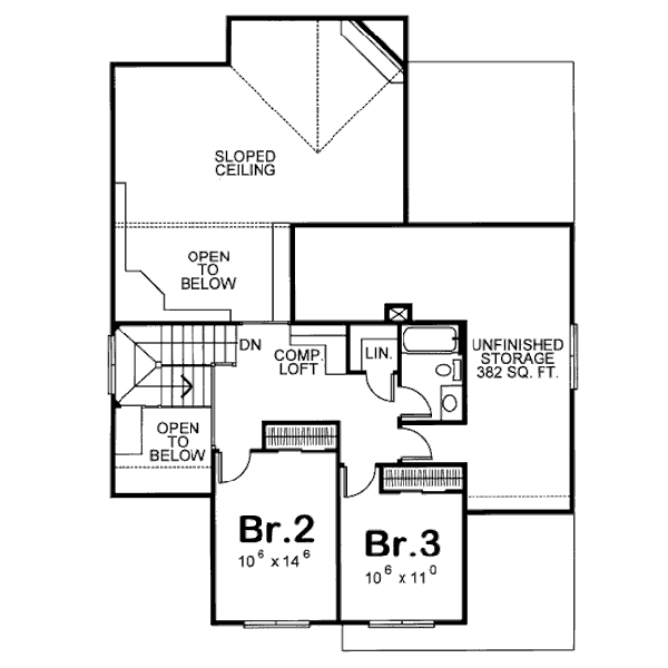 Home Plan - Bungalow Floor Plan - Upper Floor Plan #20-1232