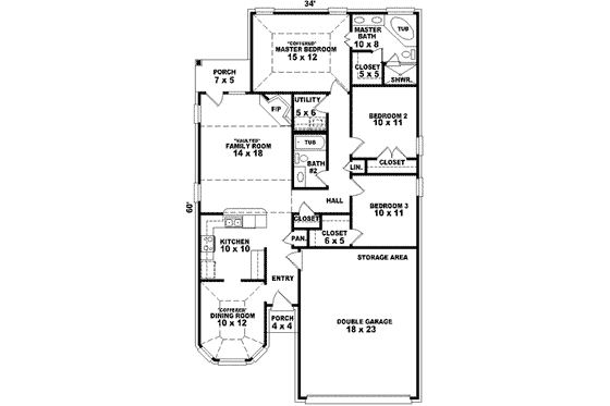 Floor Plan - Main Floor for Traditional House Plan #81-717 - 3 bed, 2 bath