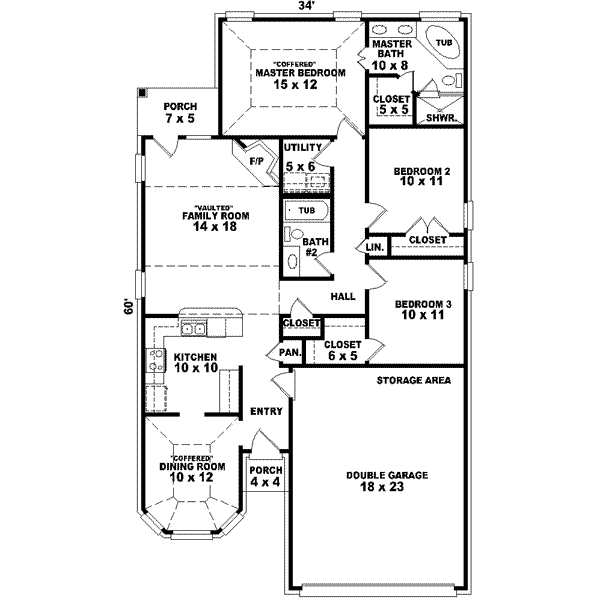 Floor Plan - Main Floor for Traditional House Plan #81-717 - 3 bed, 2 bath