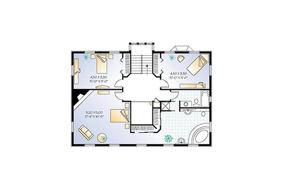 Floor Plan - Upper Floor for Colonial House Plan #23-2111 - 3 bed, 2.5 bath