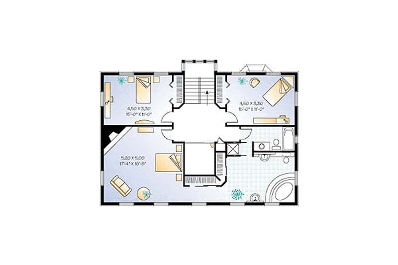 Architectural House Design - Floor Plan - Upper Floor for Colonial House Plan #23-2111 - 3 bed, 2.5 bath