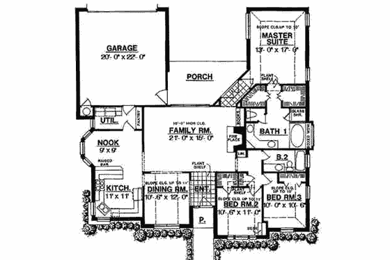 Floor Plan - Main Floor for European House Plan #40-125 - 3 bed, 2 bath