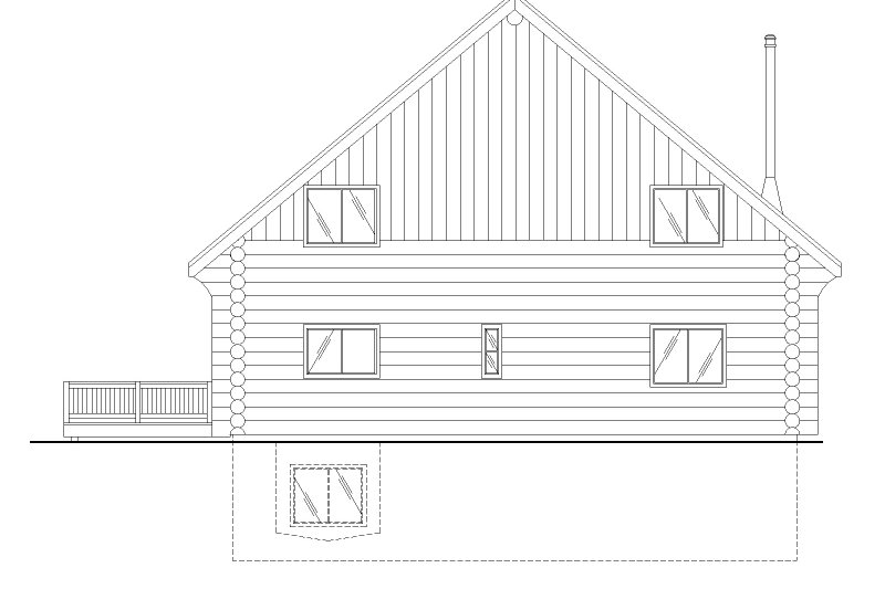 Home Plan - Exterior - Rear Elevation for Log House Plan #117-1059 - 3 bed, 2.5 bath