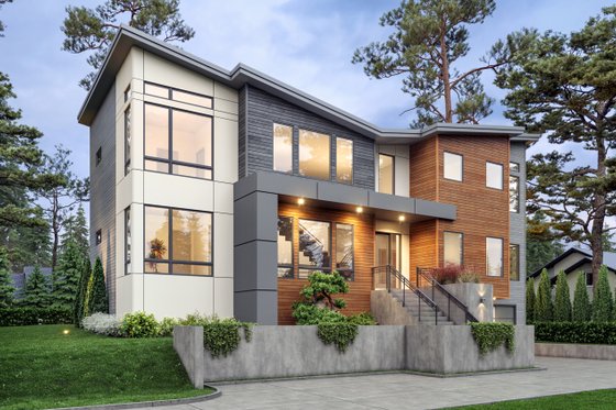 Exterior - Front Elevation 3 for Contemporary House Plan #1066-268 - 5 bed, 5.5 bath