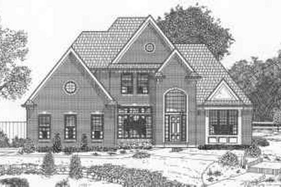 Exterior - Front Elevation for European House Plan #6-184 - 3 bed, 2.5 bath