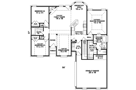 Floor Plan - Main Floor for European House Plan #81-803 - 3 bed, 2 bath