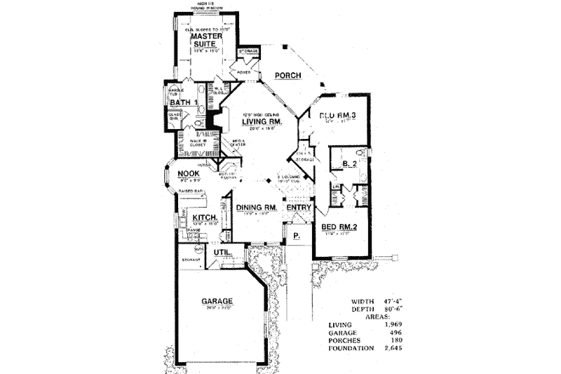 Home Plan - Floor Plan - Main Floor for Traditional House Plan #40-279 - 3 bed, 2 bath