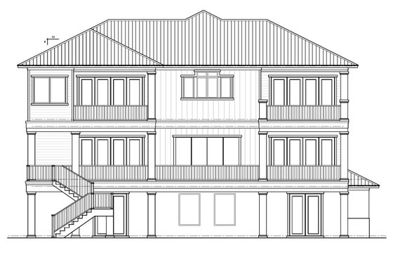 Exterior - Rear Elevation 1 for Beach House Plan #938-115 - 3 bed, 3.5 bath