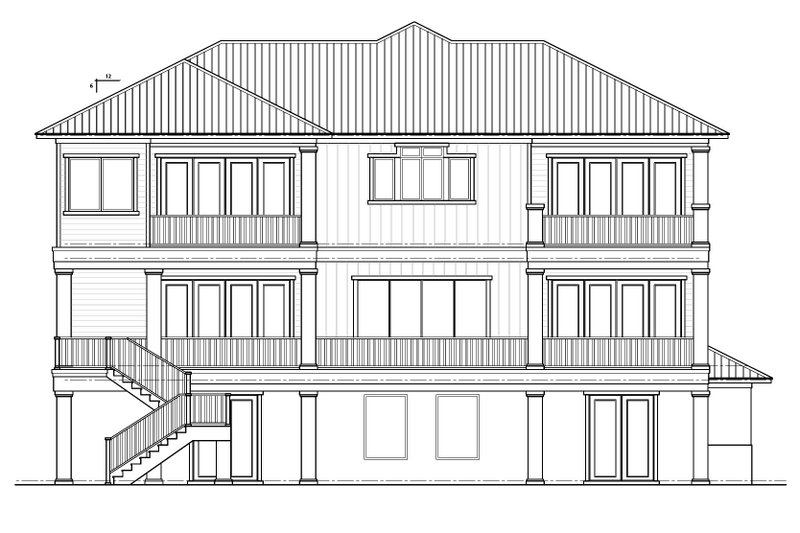 House Blueprint - Exterior - Rear Elevation 1 for Beach House Plan #938-115 - 3 bed, 3.5 bath